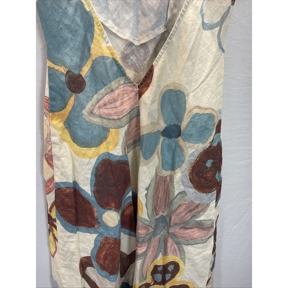 VRG GRL Floral Linen Maxi Dress SZ 8 Open Back Beach Vacation tropical - Picture 3 of 9
